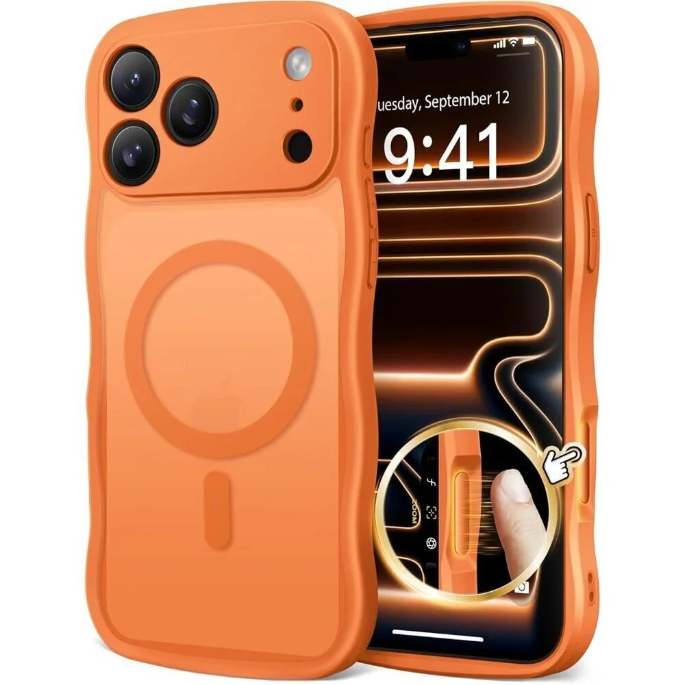Women Cosmic Orange Iphone 17 Pro Max Case Full Camera Protection Mag Safe